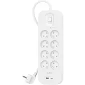Belkin SRB003CA2M, 900 J, 8 AC-Ausgänge, Typ E, Typ E, Weiß, 2 m