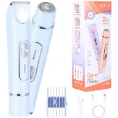 INF 2-in-1 Elektrischer Damenrasierer & Bikini Trimmer - Tragbar & Aufladbar Blau