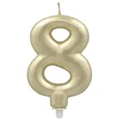 Papstar Zahlenkerze mit Halter 7 cm gold "8" 12 Stück