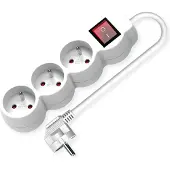 Value 3-fach Steckdosenleiste UTE mit Schalter, runde Dosen, weiß, 3 m