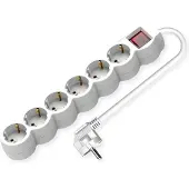 Value 6-fach Steckdosenleiste mit Schalter, runde Dosen, weiß, 3 m