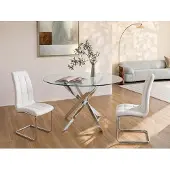 Vente-unique Esstisch rund für 6 Personen - Sicherheitsglas & chromfarbenes Metall - Transparent - COSIMA
