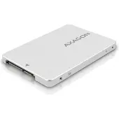 Axagon RSS‑M2SD SATA — 2,5" Aluminium‑Gehäuse für M.2 SATA SSD, silber, M.2, SATA, SATA 15-Pin, Silber, China, CE, RoHS