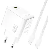 Dudao A28C 45W GaN-Wandladegerät + USB-C-Kabel - Weiß
