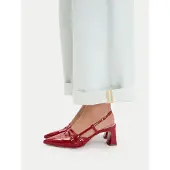Tamaris Damen Sling-Pumps glänzend Vegan 1-29660-45, Größe:39 EU, Farbe:Rot