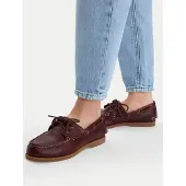 Timberland für Damen. TB0A2Q9XEIW1 Klassische Bootsschuhe aus braunem Leder (38.5 W), Wohnung, Schnürsenkel, Lässig