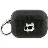 Karl Lagerfeld Hülle Case AirPods Pro 3 Kunststoff schwarz Logo Katze Metall Pin