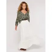 Apricot Maxirock "Slub Shimmer Belt Maxi Skirt", Damen, Gr. XS (34), weiß, Obermaterial: 65% Viskose CV. 35% Nylon NY., unifarben, Röcke Maxirock, mit Flechtgürtel