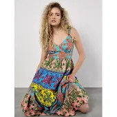 Apricot Maxikleid "Colour Pop Ananas Cami Maxikleid" Bordüre