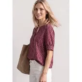 Street One Kurzarmbluse Kurze Sommerbluse mit Allover-Print und Splitneck
