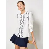 Apricot Klassische Bluse "Bluse mit Rüschen-Kragen" mit Stickerei