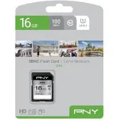 PNY Elite, 16 GB, SDHC, Klasse 10, UHS-I, Class 1 (U1), Schwarz