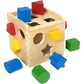 Melissa & Doug - Sortierwürfel, 12-teilig, Holzspielzeug zum Farben und Formen S