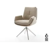 DELIFE Drehstuhl Clea-Flex Bouclé Schlamm Kreuzgestell breit Edelstahl 360° drehbar Wippfunktion