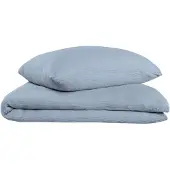 Oh Cosy Bettwäscheset Sally | 2-teilig | Uni | Musselin | 100% Baumwolle | Knopfverschluss | 135x200cm + 80x80cm | Hellblau