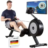 Skandika selbstgenerierendes Rudergerät mit Generator Njord P6-G | 32 elektrische Widerstandsstufen, bis 200 cm und 135 kg, Kinomap App kompatibel