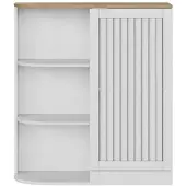 STILVORA Eckschrank MDF Weiß/Eiche 68x25x76 cm mit verstellbaren Regalen