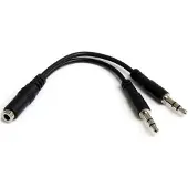 StarTech.com 3,5mm Audio Klinke Y Kabel - Headset Splitter - 1 x 3,5mm (Buchse) 2 x 3,5mm (Stecker), 3.5mm, Männlich, 2 x 3.5mm, Weiblich, 0,13 m, Schwarz