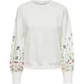 ONLY Sweatshirt "ONLBROOKE L/S O-NECK FLOWER SWT", Baumwollmischung, regular fit