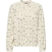 ONLY Druckbluse "ONLLARI L/S FLOWER SHIRT NOOS WVN", Damen, Gr. XS, beige (cloud dancer aop:emb), Web, Obermaterial: 100% Baumwolle, bedruckt, regular fit normal, Blusen Druckbluse