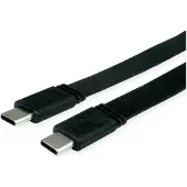 Value USB4 Gen 3 Kabel, USB C-C, ST/ST, 8K UHD-2, 40Gbit/s, Emark, 100W, extra-flach, schwarz, 0,5 m