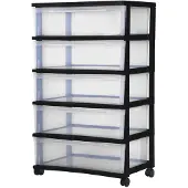 Iris Aufbewahrungsbox 5x 34,0 l transparent, schwarz 60,0 x 41,0 x 95,0 cm