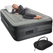 ML-Design Luftmatratze 1 Person 196x97x47 cm Grau, Luftbett selbstaufblasend mit Luftpumpe 230V Aufblasbare Matratze Gästebett Einzelbett
