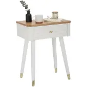 Dmora Wohnzimmertisch Bibbiano, Niedriger Wohnzimmertisch, Kaffeeregal, Couchtisch für Sofa, 45x32 h62 cm, Weiß und Braun