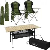 HAUKI Campingmöbel Set 3tlg., Klapptisch Beige mit 2 Campingstühlen Khaki inkl. Tragetasche