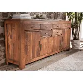 MASSIVMOEBEL24.DE MASSIVMOEBEL24 Sideboard Akazie 200x45x90 hellbraun lackiert SHAMAN #41