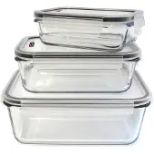 Cuisy Frischebehalter mit Deckel - Glas - Set 3x Stuck - 350/800/1800 ml