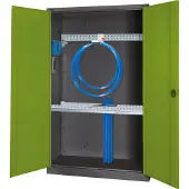 C+P Modul-Sportgeräteschrank "Grundausstattung" mit Vollblech-Flügeltüren, HxBxT 195x120x50 cm, Ergo-Lock Muldengriff, Clowngrün (RAL 110 80 60), Anthrazit (RAL 7021), Gleichschließung