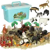 B2X Tierfiguren Zoo Safari Bauernhof Zubehör Box 59 Teile