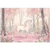 WALLARENA FOTOTAPETE Kinderzimmer Mädchen Einhorn Wald 350x250