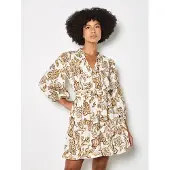 Apricot Minikleid "Malerisches Sarasa-Minikleid mit Blumenmuster" mit Gürtel