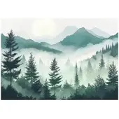 WALLARENA FOTOTAPETE Wald Berge Natur Vlies Tapete Wohnzimmer 300x210