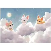 WALLARENA FOTOTAPETE Kinderzimmer Katze Wolken 350x250