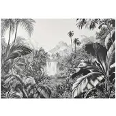 WALLARENA FOTOTAPETE Dschungel Wald Schwarz Weiß Tapete Wohnzimmer Schlafzimmer 150x105