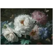 WALLARENA FOTOTAPETE Blumen Vintage Schwarz Schlafzimmer 150x105