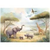 WALLARENA FOTOTAPETE Kinderzimmer Dschungel Safari Tiere 300x210