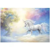 WALLARENA FOTOTAPETE Kinderzimmer Mädchen Einhorn Himmel Vlies Tapete 350x250