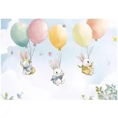 WALLARENA FOTOTAPETE Kinderzimmer Mädchen Kaninchen Wolken 300x210
