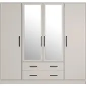 Masseno Drehtürenschrank VANO 200/190/56cm 4-türig mit Spiegel Kaschmir