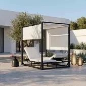 Bessagi Garden Sonnenliege Aviva Weiß Outdoorstoff/Metall