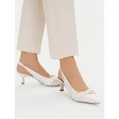 Caprice Damen Pumps spitz aus Leder mit Slingback Riemen 9-29600-46, Größe:37.5 EU, Farbe:Weiß
