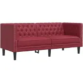 vidaXL 2-tlg. Chesterfield-Sofa-Set Weinrot Kunstleder