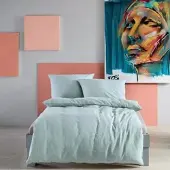 Fleuresse Halbleinen Bettwäsche Provence 135x200 cm + 80x80 cm | mint - grün