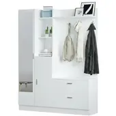 Dmora Eingangsmöbel Dmasiell, Moderner Eingang, Wandgarderobe, Multifunktions-Aufbewahrungskonsole, 140x37h182 cm, Weiß