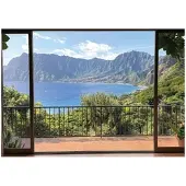 WALLARENA FOTOTAPETE 3D Effekt Fenster Meer Tapete Wohnzimmer 400x280