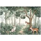 WALLARENA FOTOTAPETE Kinderzimmer Wald Tiere Vlies Tapete 350x250